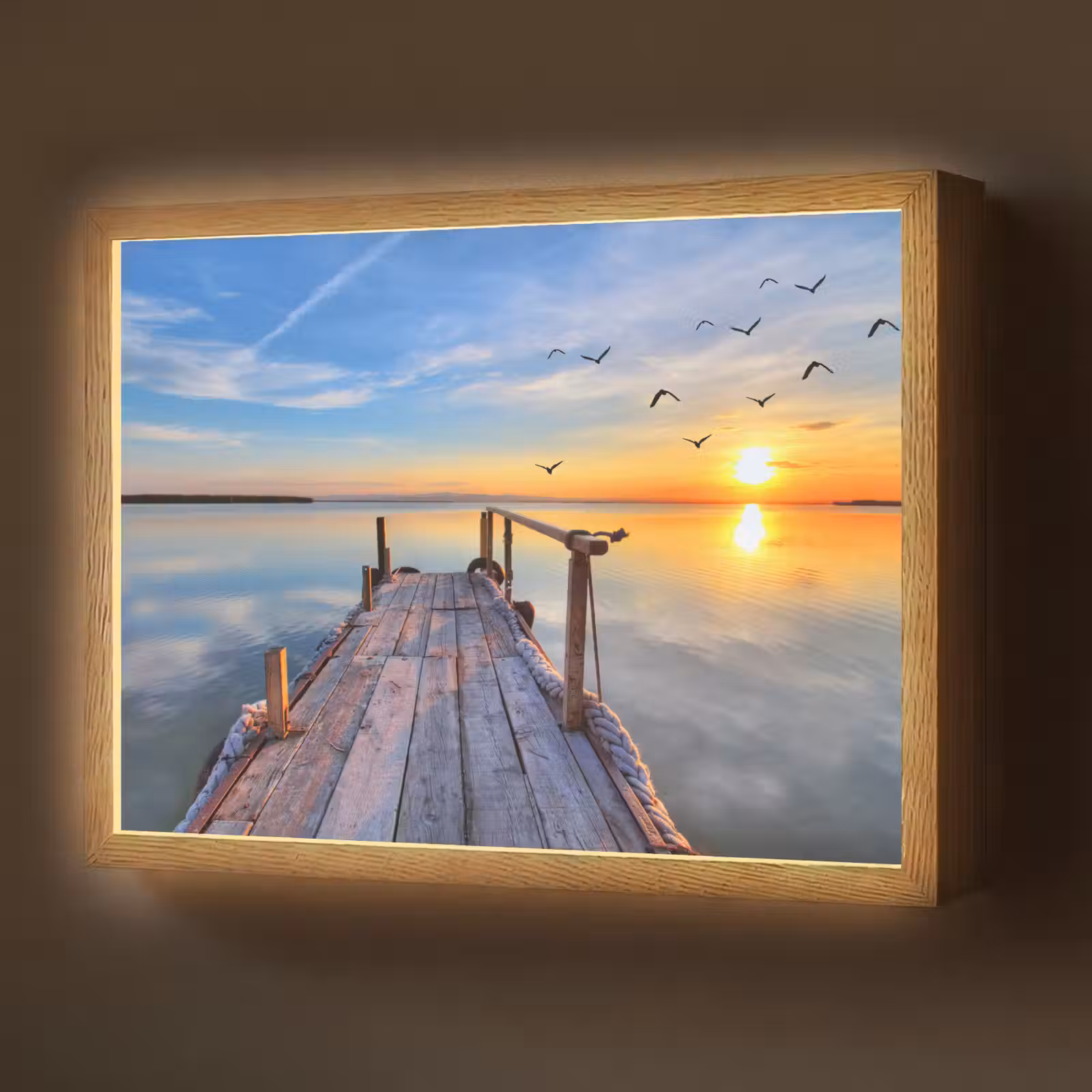 Lightbox - Wandlamp - Water - Steiger - Vogels - Zonsondergang - Horizon — 1