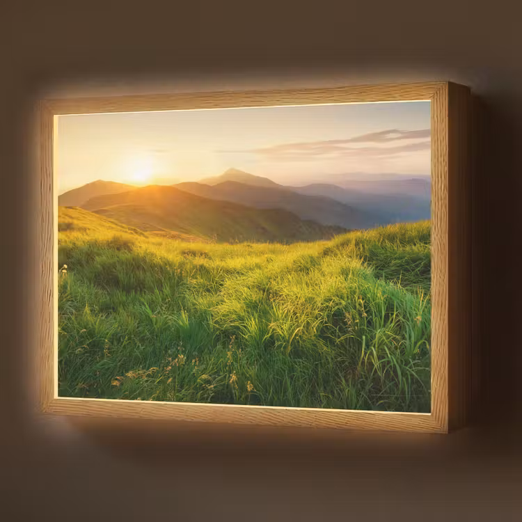 Lightbox - Wandlamp - Gras - Heuvels - Zon - Natuur - Landschap — 1