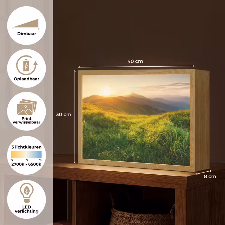 Lightbox - Wandlamp - Gras - Heuvels - Zon - Natuur - Landschap — 10