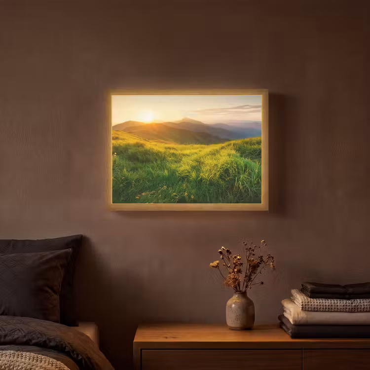 Lightbox - Wandlamp - Gras - Heuvels - Zon - Natuur - Landschap — 3