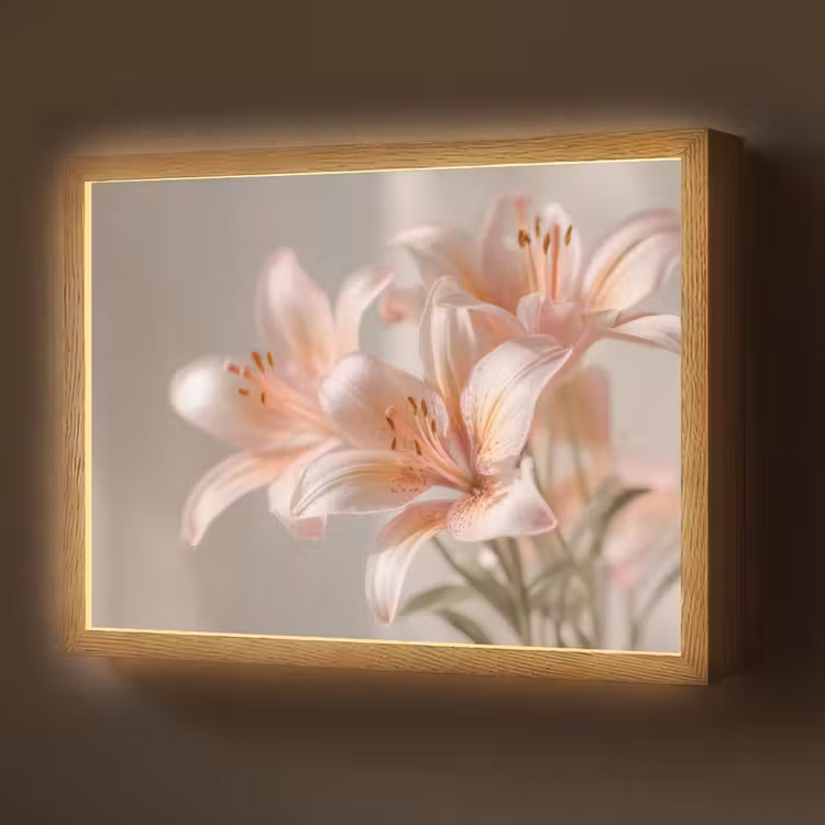 Lightbox - Wandlamp - Lelies - Meeldraden - Roze - Wazig — 1