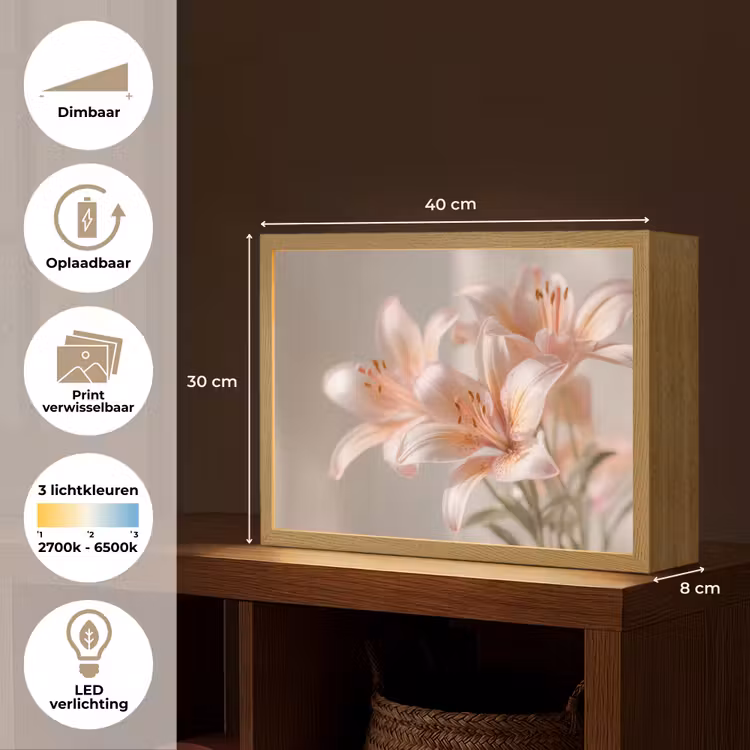 Lightbox - Wandlamp - Lelies - Meeldraden - Roze - Wazig — 10
