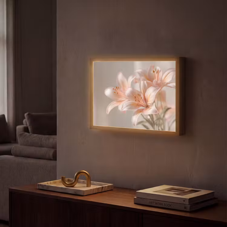 Lightbox - Wandlamp - Lelies - Meeldraden - Roze - Wazig — 2