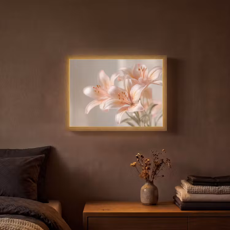 Lightbox - Wandlamp - Lelies - Meeldraden - Roze - Wazig — 3