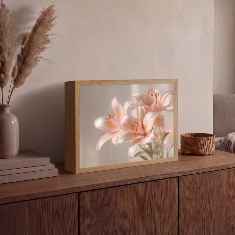 Lightbox - Wandlamp - Lelies - Meeldraden - Roze - Wazig — 4
