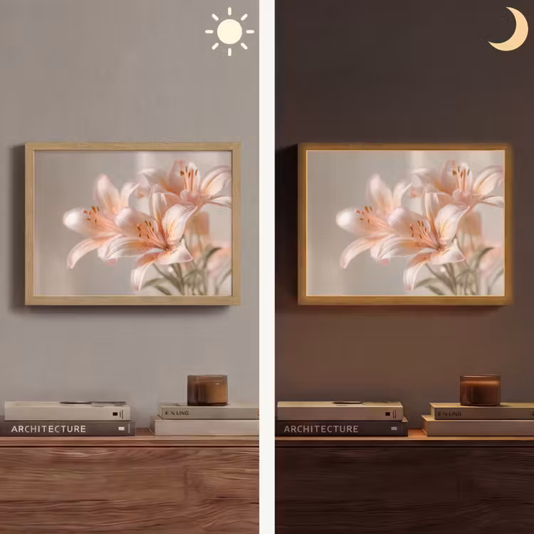 Lightbox - Wandlamp - Lelies - Meeldraden - Roze - Wazig — 6