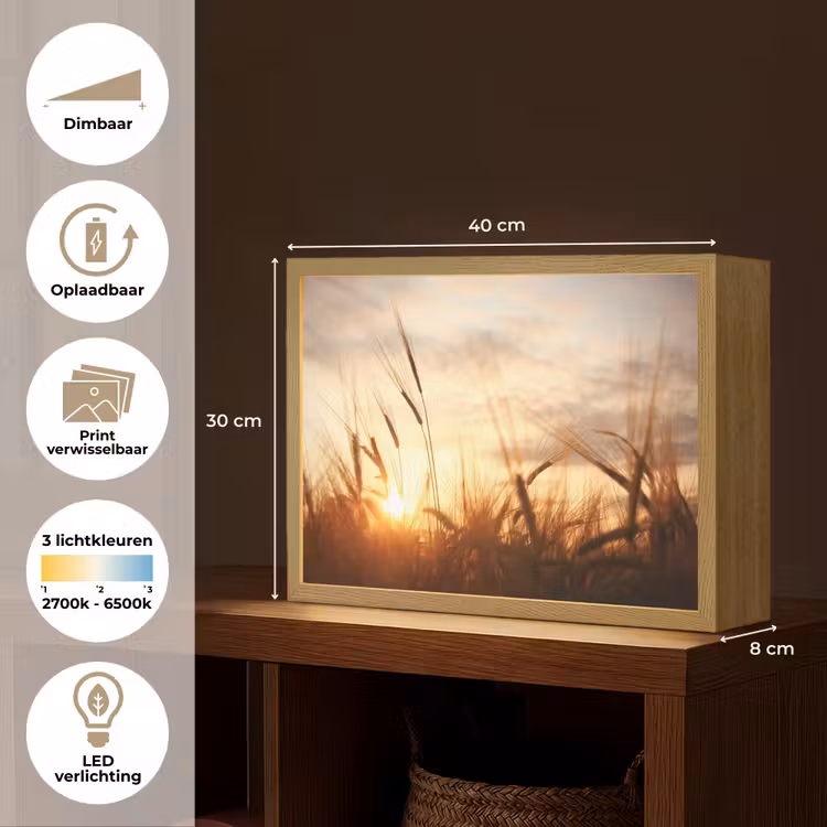 Lightbox - Wandlamp - Riet - Gras - Zonsondergang - Natuur - Horizon — 10