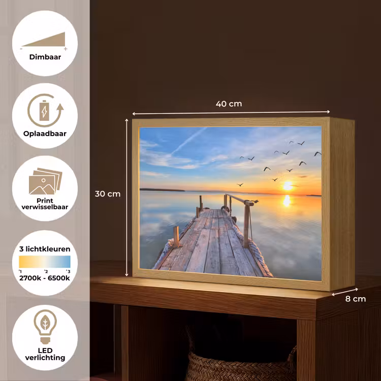 Lightbox - Wandlamp - Water - Steiger - Vogels - Zonsondergang - Horizon — 10