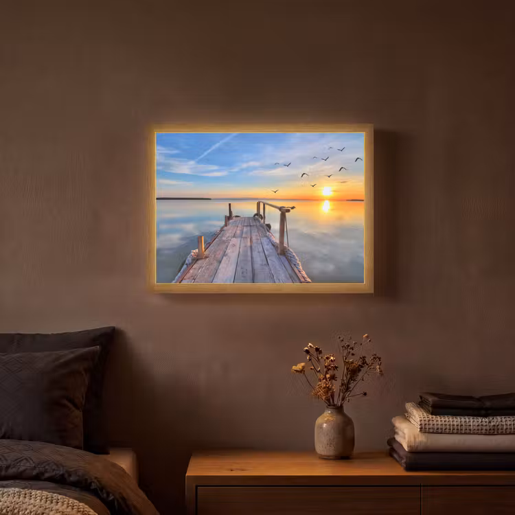 Lightbox - Wandlamp - Water - Steiger - Vogels - Zonsondergang - Horizon — 3