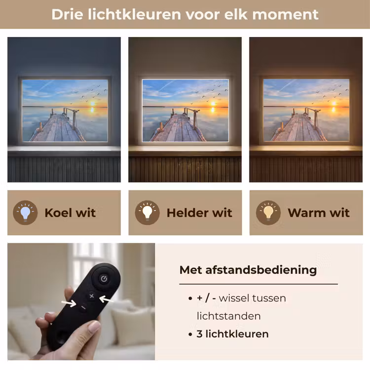Lightbox - Wandlamp - Water - Steiger - Vogels - Zonsondergang - Horizon — 8