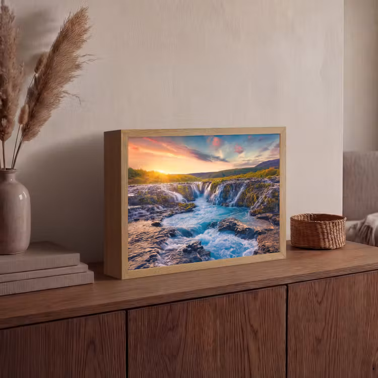 Lightbox - Wandlamp - Waterval - Planten - Mos - Landschap - Zonsondergang - Rots — 4