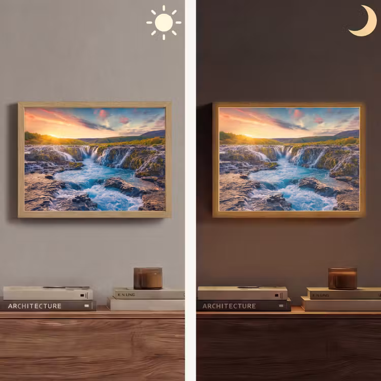 Lightbox - Wandlamp - Waterval - Planten - Mos - Landschap - Zonsondergang - Rots — 6
