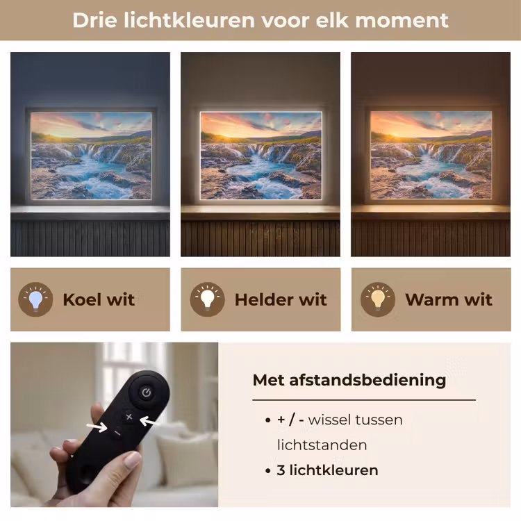 Lightbox - Wandlamp - Waterval - Planten - Mos - Landschap - Zonsondergang - Rots — 8