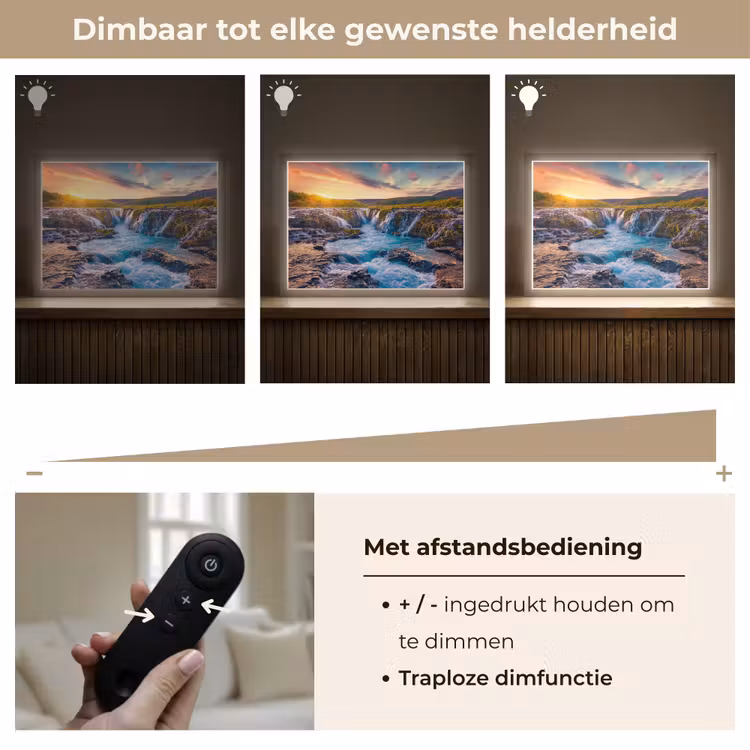 Lightbox - Wandlamp - Waterval - Planten - Mos - Landschap - Zonsondergang - Rots — 9