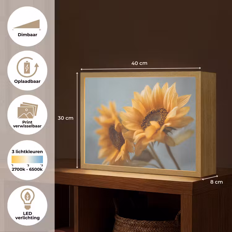 Lightbox - Wandlamp - Zonnebloemen - Geel - Wazig — 10