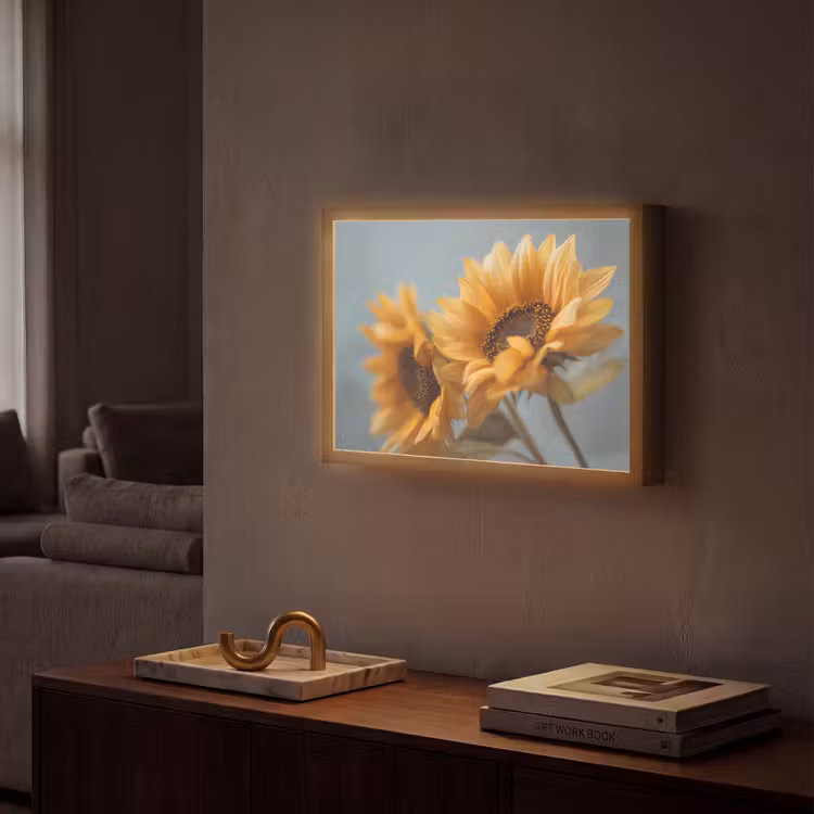 Lightbox - Wandlamp - Zonnebloemen - Geel - Wazig — 2