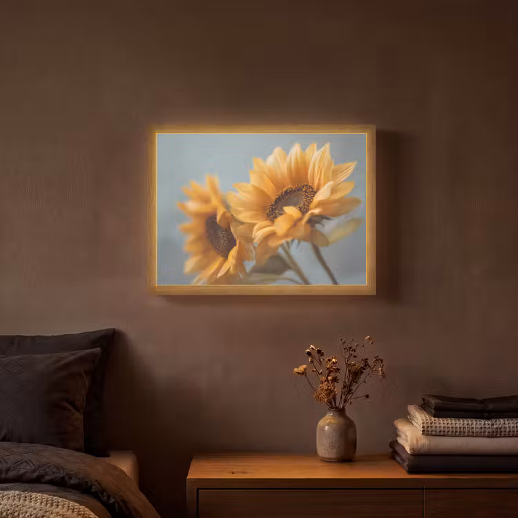 Lightbox - Wandlamp - Zonnebloemen - Geel - Wazig — 3