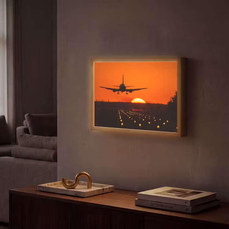 Lightbox - Wandlamp - Zonsondergang - Vliegtuig - Oranje - Zon — 2