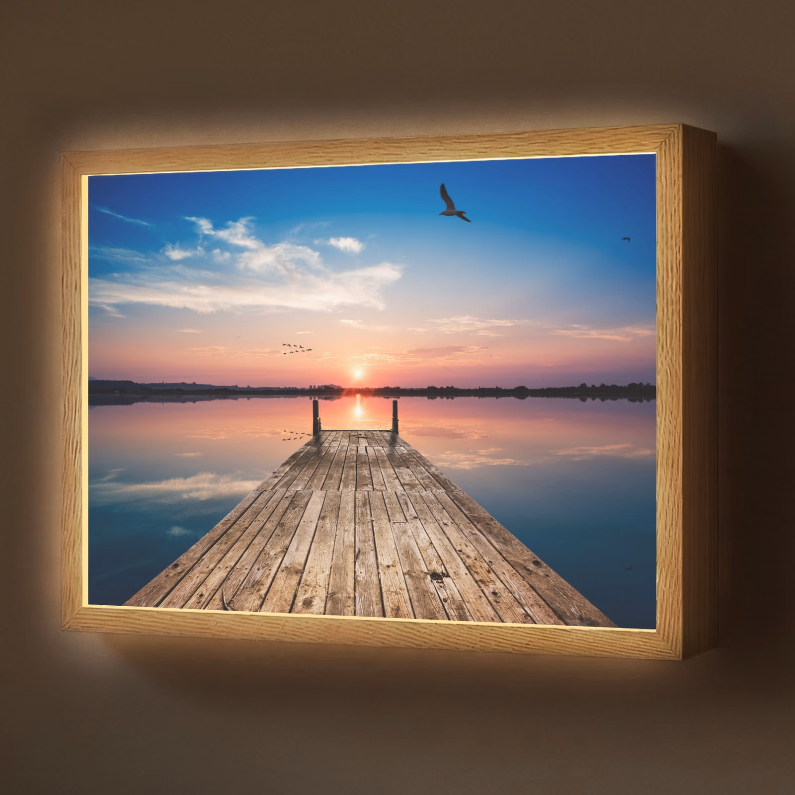 Lightbox - Wandlamp - Steiger - Water - Zonsondergang - Roze - Horizon — 1
