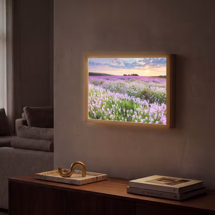 Lightbox - Wandlamp - Lavendel - Bloemen - Zonsondergang - Paars - Weide — 2