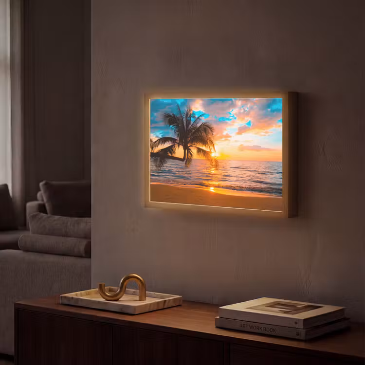 Lightbox - Wandlamp - Palm - Zonsondergang - Horizon - Strand - Zee - Tropisch — 2