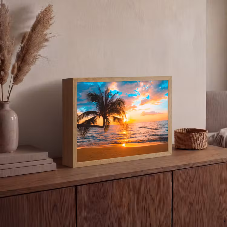 Lightbox - Wandlamp - Palm - Zonsondergang - Horizon - Strand - Zee - Tropisch — 4