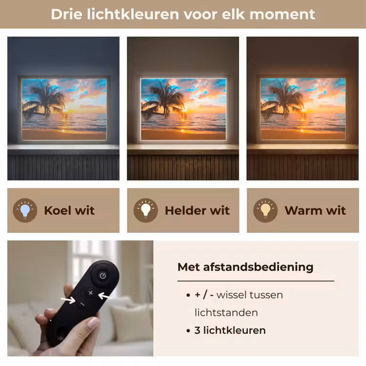 Lightbox - Wandlamp - Palm - Zonsondergang - Horizon - Strand - Zee - Tropisch — 8