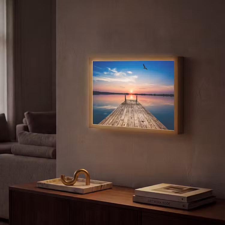 Lightbox - Wandlamp - Steiger - Water - Zonsondergang - Roze - Horizon — 2