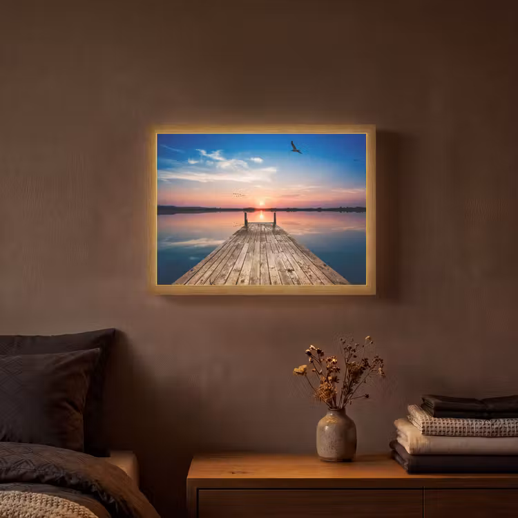 Lightbox - Wandlamp - Steiger - Water - Zonsondergang - Roze - Horizon — 3