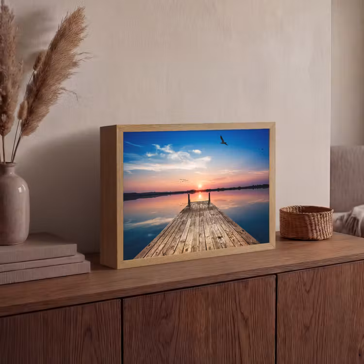 Lightbox - Wandlamp - Steiger - Water - Zonsondergang - Roze - Horizon — 4