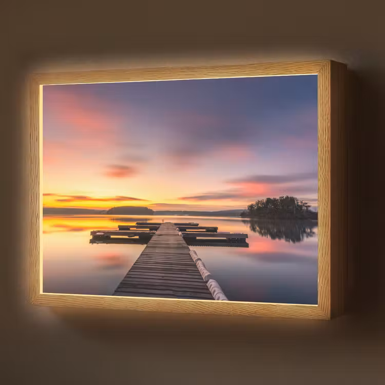 Lightbox - Wandlamp - Steiger - Zonsondergang - Water - Zee - Reflectie — 1