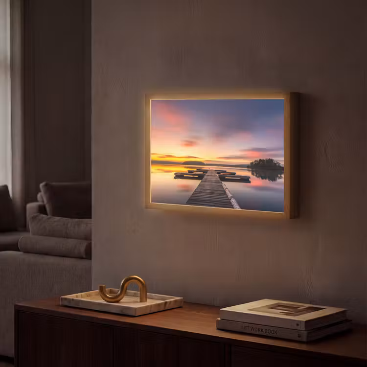 Lightbox - Wandlamp - Steiger - Zonsondergang - Water - Zee - Reflectie — 2
