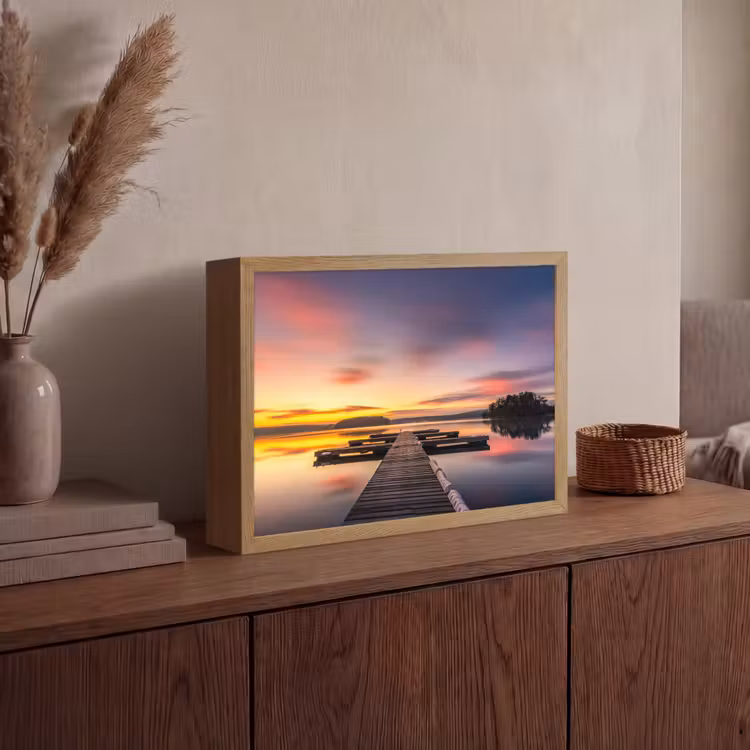 Lightbox - Wandlamp - Steiger - Zonsondergang - Water - Zee - Reflectie — 4