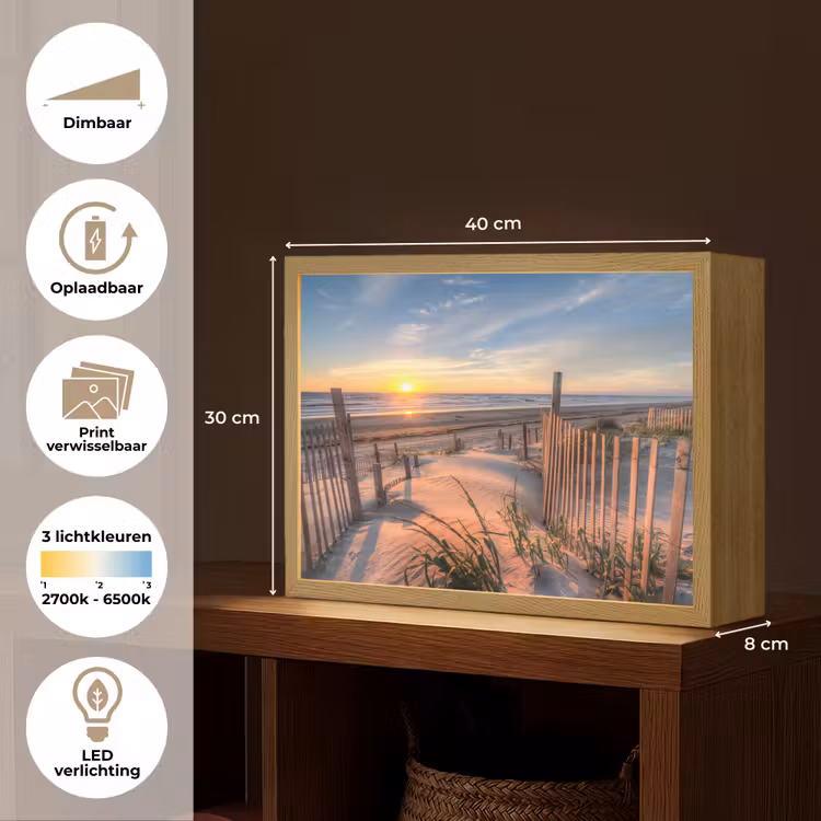 Lightbox - Wandlamp - Strand - Zee - Duin - Zonsondergang - Landschap — 10