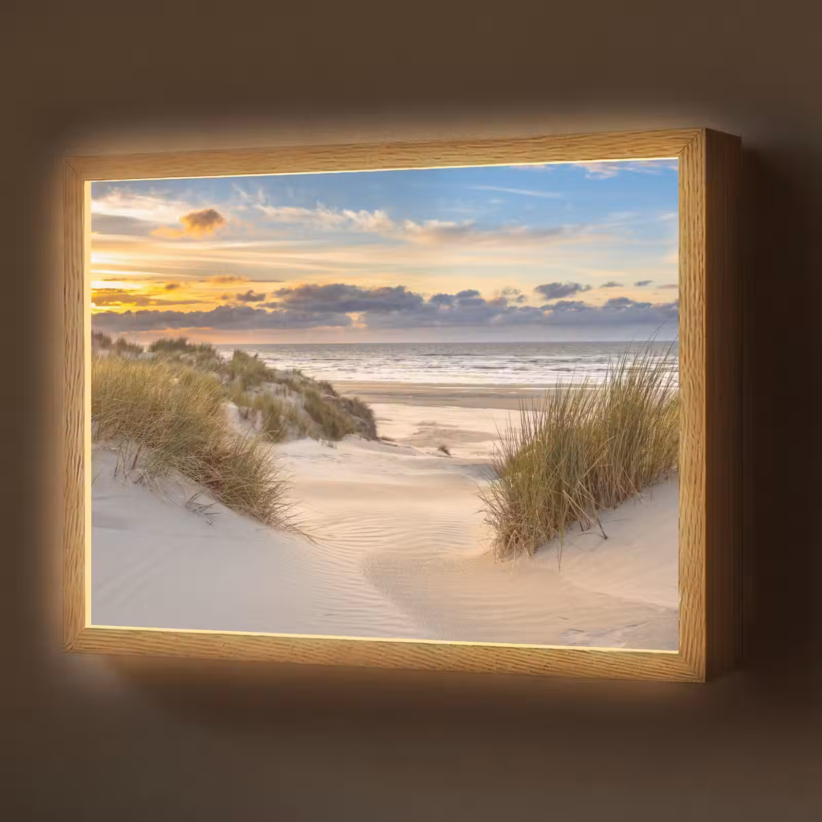 Lightbox - Wandlamp - Strand - Duin - Gras - Zonsondergang - Zee — 1