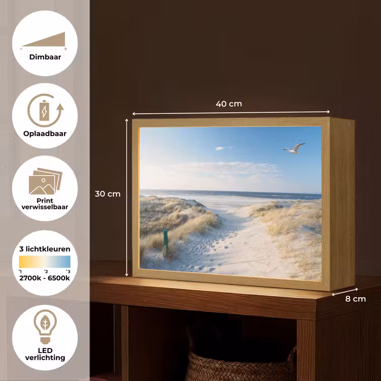 Lightbox - Wandlamp - Duin - Meeuw - Strand - Zee - Zon — 10