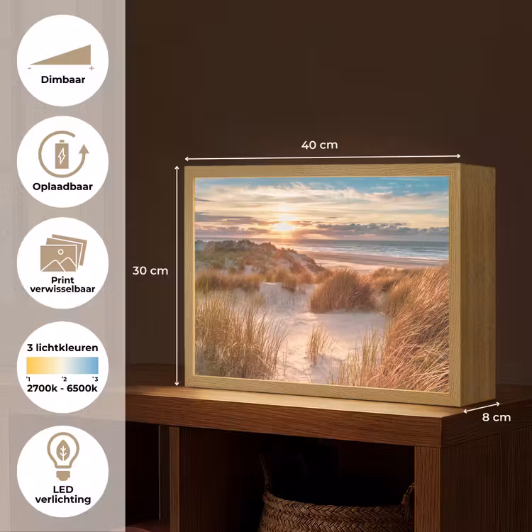 Lightbox - Wandlamp - Duin - Planten - Zonsondergang - Strand - Zee — 10