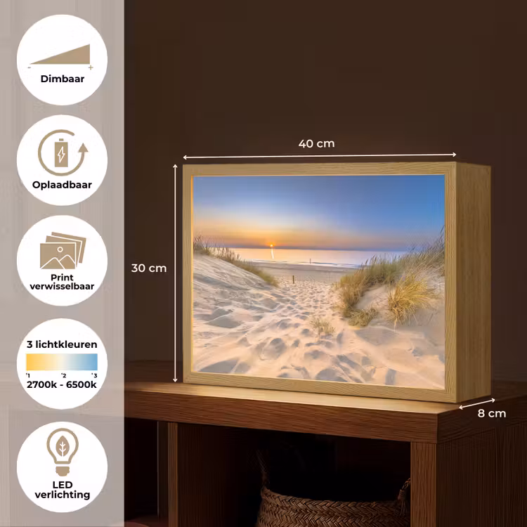 Lightbox - Wandlamp - Duin - Zonsondergang - Horizon - Strand - Gras — 10