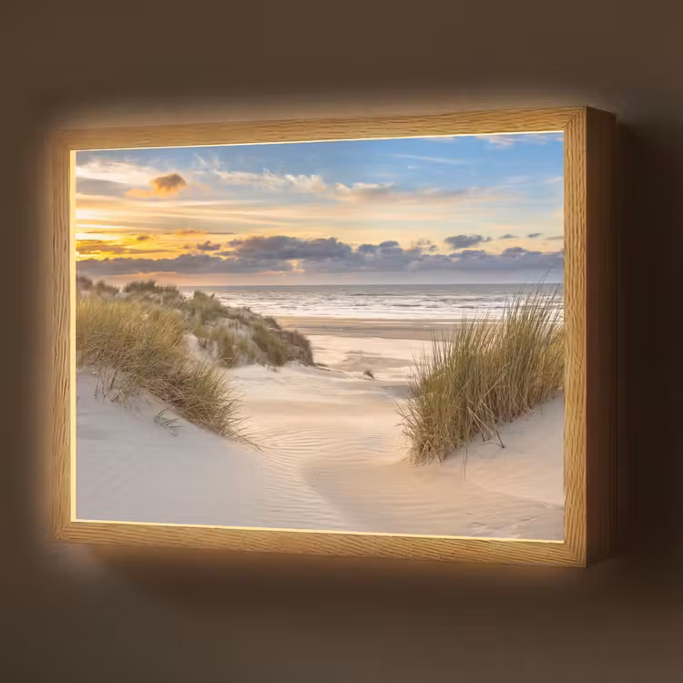 Lightbox - Wandlamp - Strand - Duin - Gras - Zonsondergang - Zee — 1