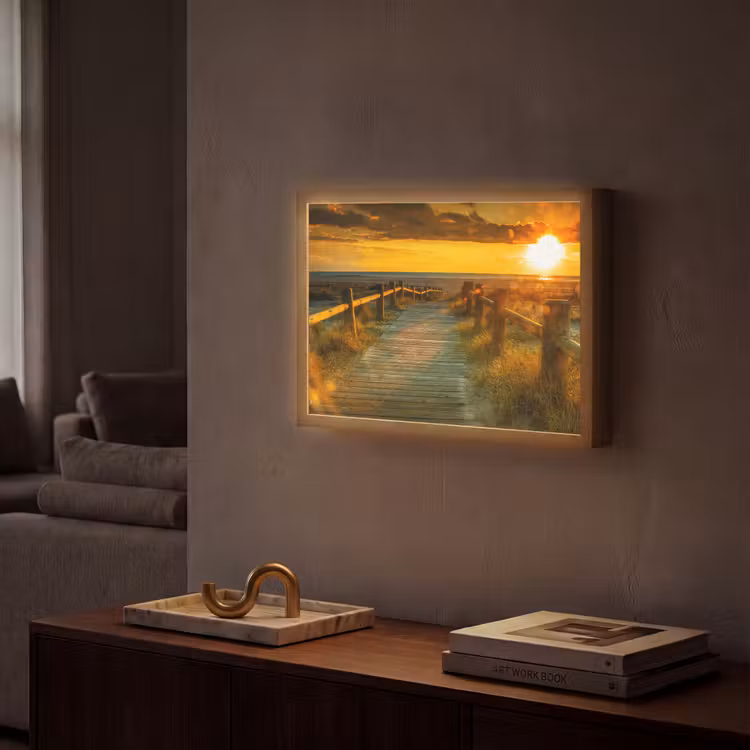 Lightbox - Wandlamp - Zon - Strand - Duin - Horizon - Gras - Pad - Oranje — 2