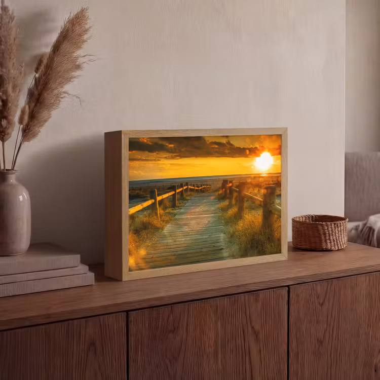 Lightbox - Wandlamp - Zon - Strand - Duin - Horizon - Gras - Pad - Oranje — 4