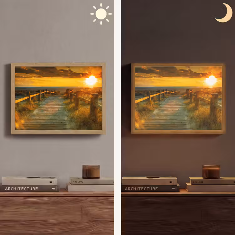 Lightbox - Wandlamp - Zon - Strand - Duin - Horizon - Gras - Pad - Oranje — 6