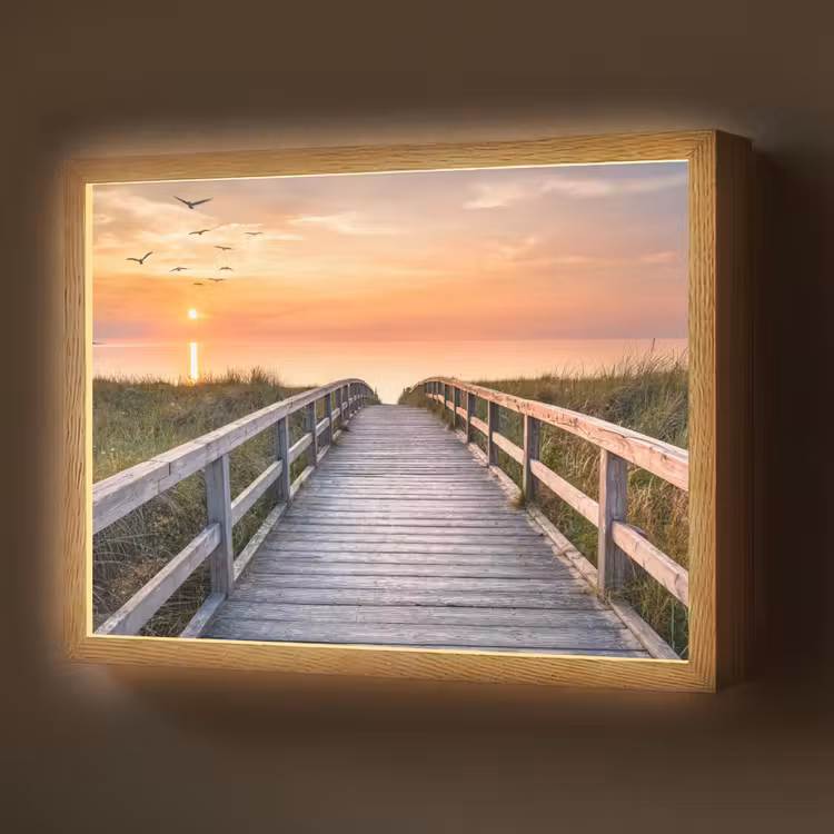Lightbox - Wandlamp - Zonsonderang - Zee - Pad - Gras - Duin - Vogels — 1