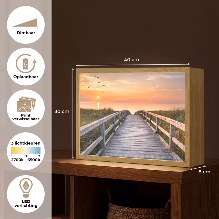 Lightbox - Wandlamp - Zonsonderang - Zee - Pad - Gras - Duin - Vogels — 10