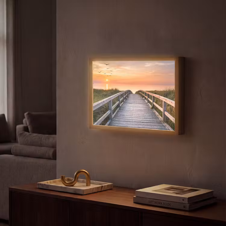 Lightbox - Wandlamp - Zonsonderang - Zee - Pad - Gras - Duin - Vogels — 2