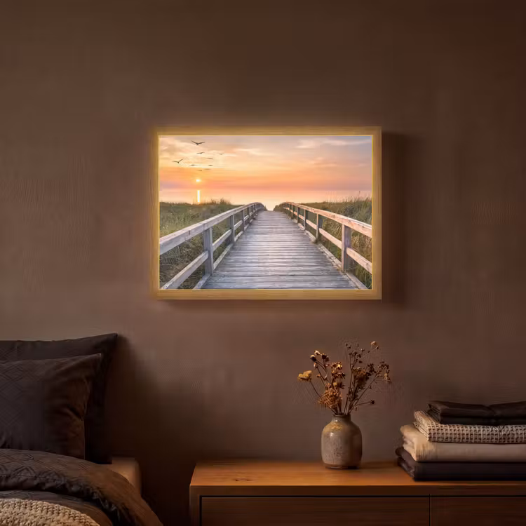 Lightbox - Wandlamp - Zonsonderang - Zee - Pad - Gras - Duin - Vogels — 3