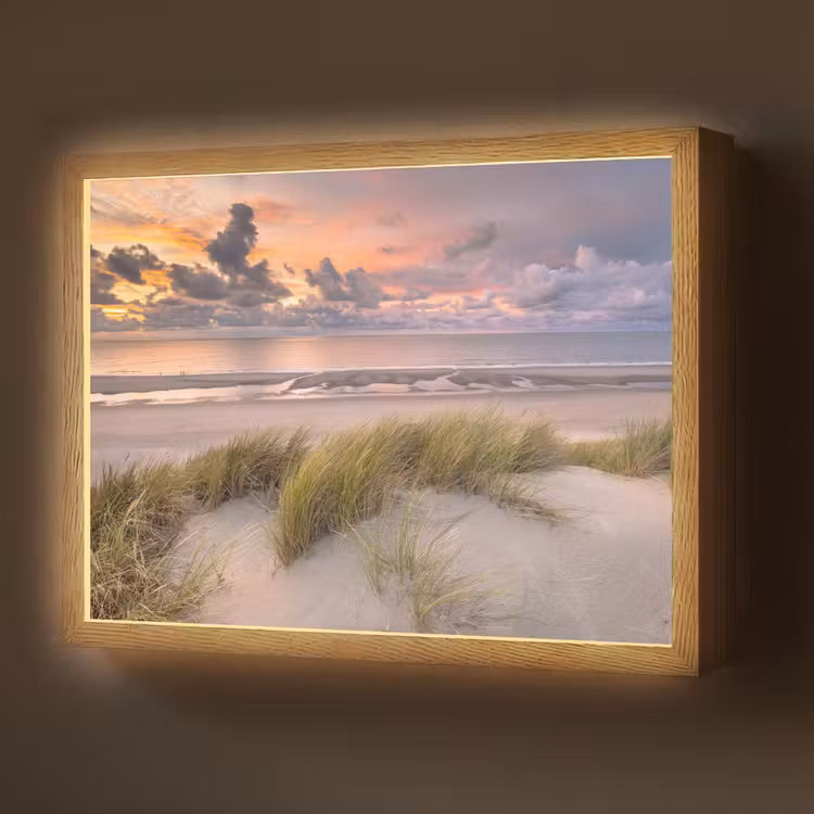 Lightbox - Wandlamp - Zonsondergang - Duin - Strand - Planten - Zee — 1