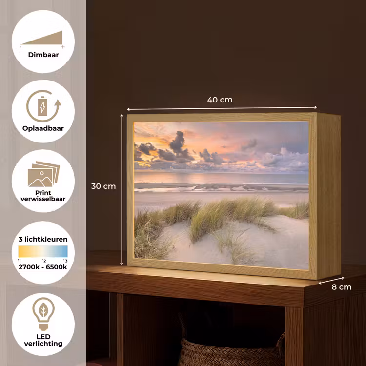 Lightbox - Wandlamp - Zonsondergang - Duin - Strand - Planten - Zee — 10