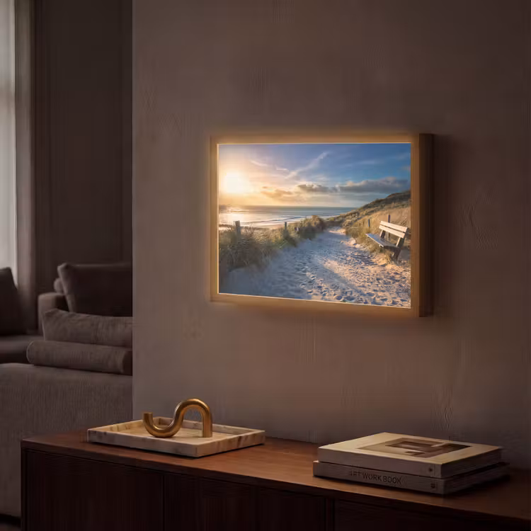 Lightbox - Wandlamp - Zonsondergang - Strand - Duin - Gras - Bank — 2