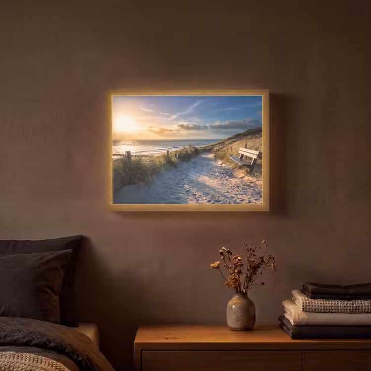 Lightbox - Wandlamp - Zonsondergang - Strand - Duin - Gras - Bank — 3